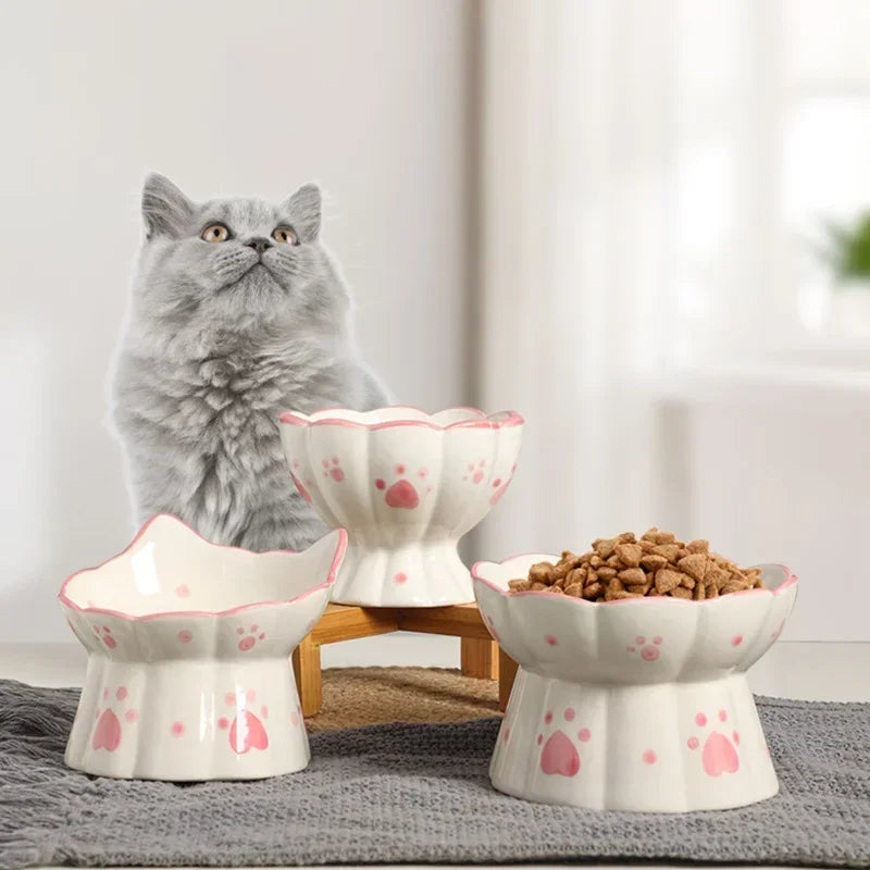 Bowl Set Pet Dogs Small Cat Feeders Feeding Drinking Snack Food Water Cats Eating Ceramic Elevated Puppy Accessories Bowls