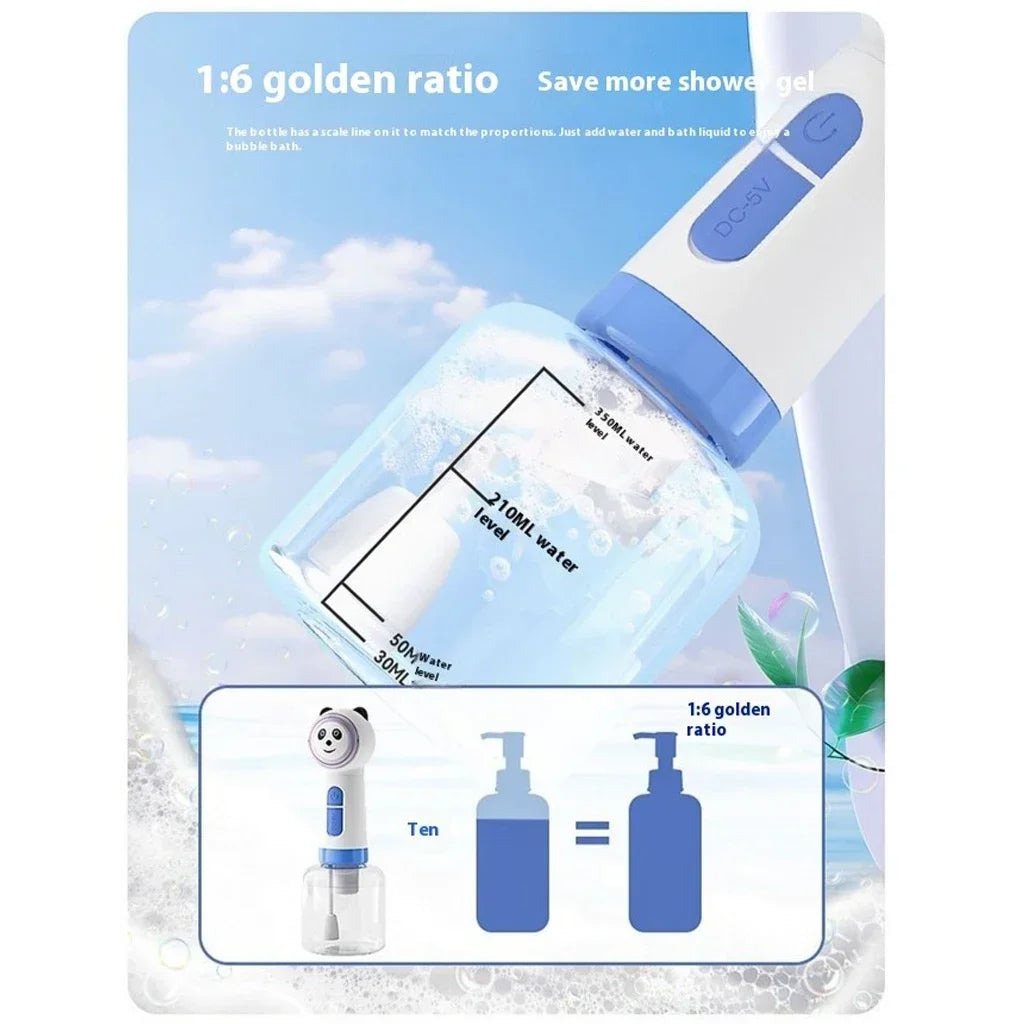 Cute Panda Shaped Pet Bubble Machine Electric Handheld Foam Dispenser for Cat And Dog Bath Grooming Equipment Pets Supplies