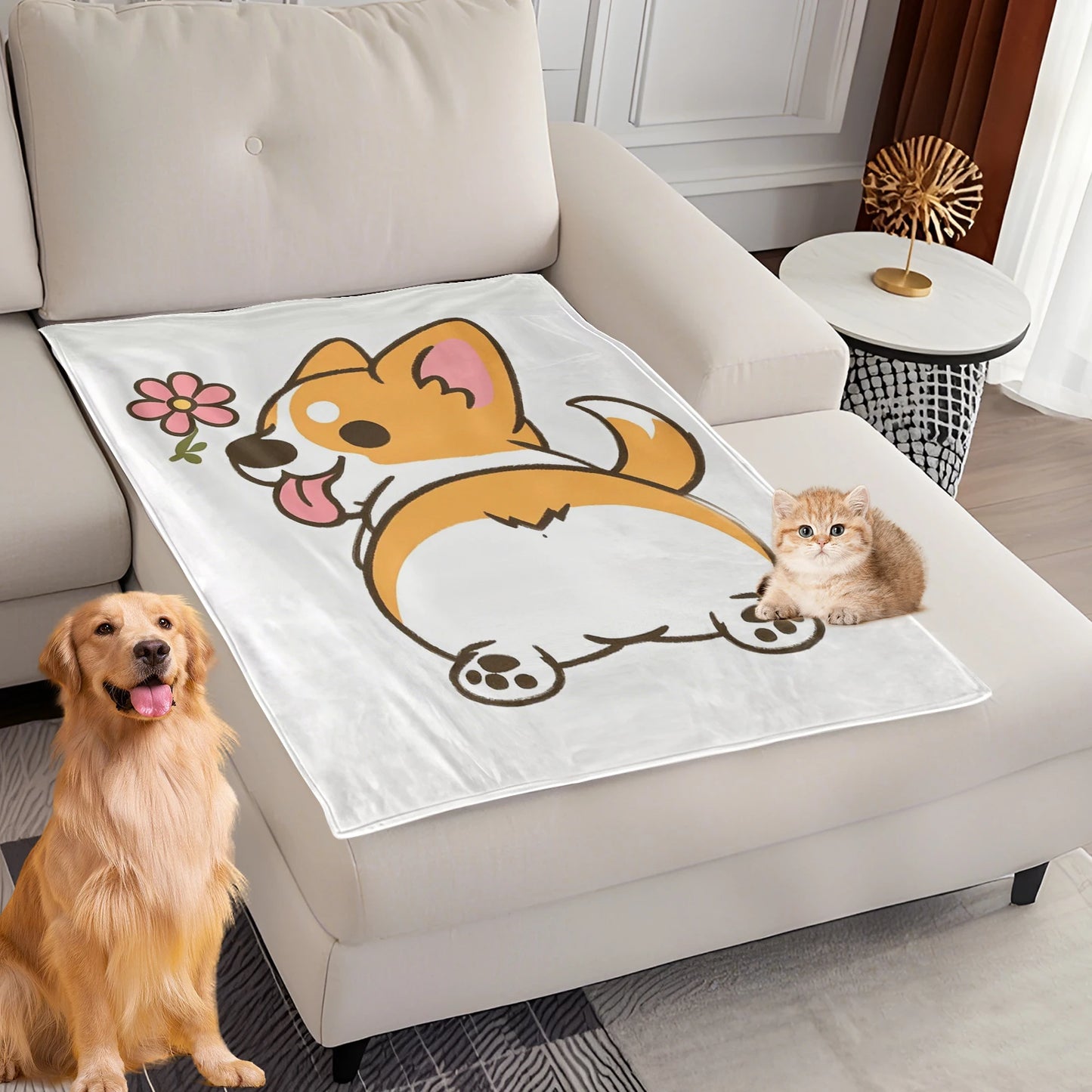 Dog Bed Mat Blanket Soft Fluffy Pet Blanket Dog Pattern Pet Travel Mat Warm Comfortable Blanket for Cat Dogs Supplies