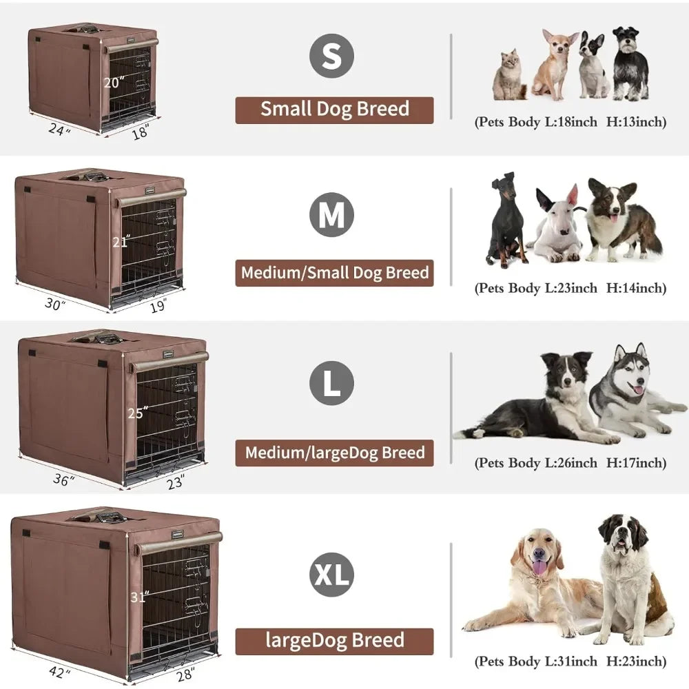 Dog Crates Kit for Small Size Dogs Indoor with Dog Crate Cover, Double Door Dog Kennels & Houses for Puppy and Cats