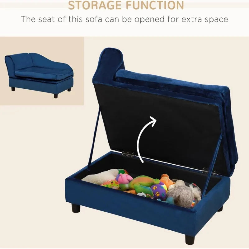 Dog Couch with Hidden Storage, Small Dog Sofa Bed with 2" Soft Foam, Modern Pet Furniture for Puppies & Little Breeds