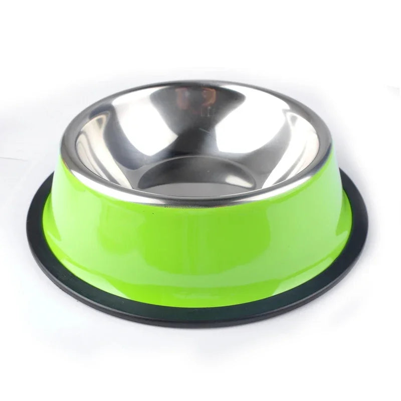 New Pet Dog Stainless Steel Bowls Puppy Cats Food Drink Water Dish Feeder Travel Feeding Non-slip Feeding Dishes Pets Supplies