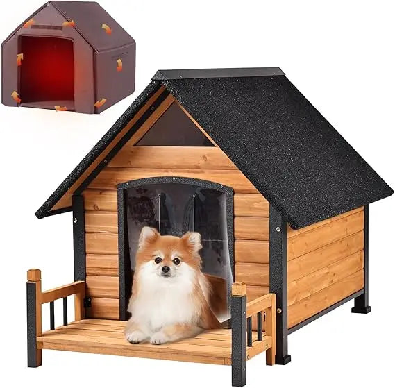 Outdoor Dog House, Waterproof Puppy Shelter Indoor Doghouse with Elevated Floor, Anti-Bite Design Dog Home for Small Medium Dogs