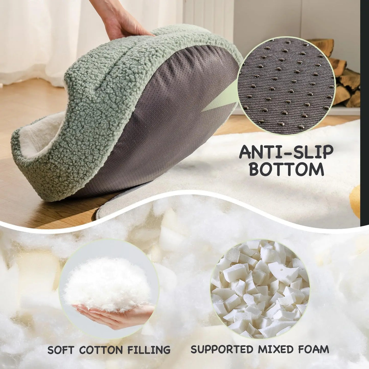 Mewoofun Cat Beds for Indoor Cats - Round Dog Beds for Small Dogs Washable Pet Bed with Non-Slip Bottom for Kitten and Puppy