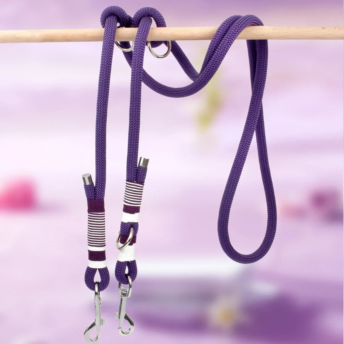 Colorful Double Dog Lead Rope Nylon Weaving Fashion Pet Supplies Waist Atrap and Crossbody Leash Multi-functional Dog Leashes