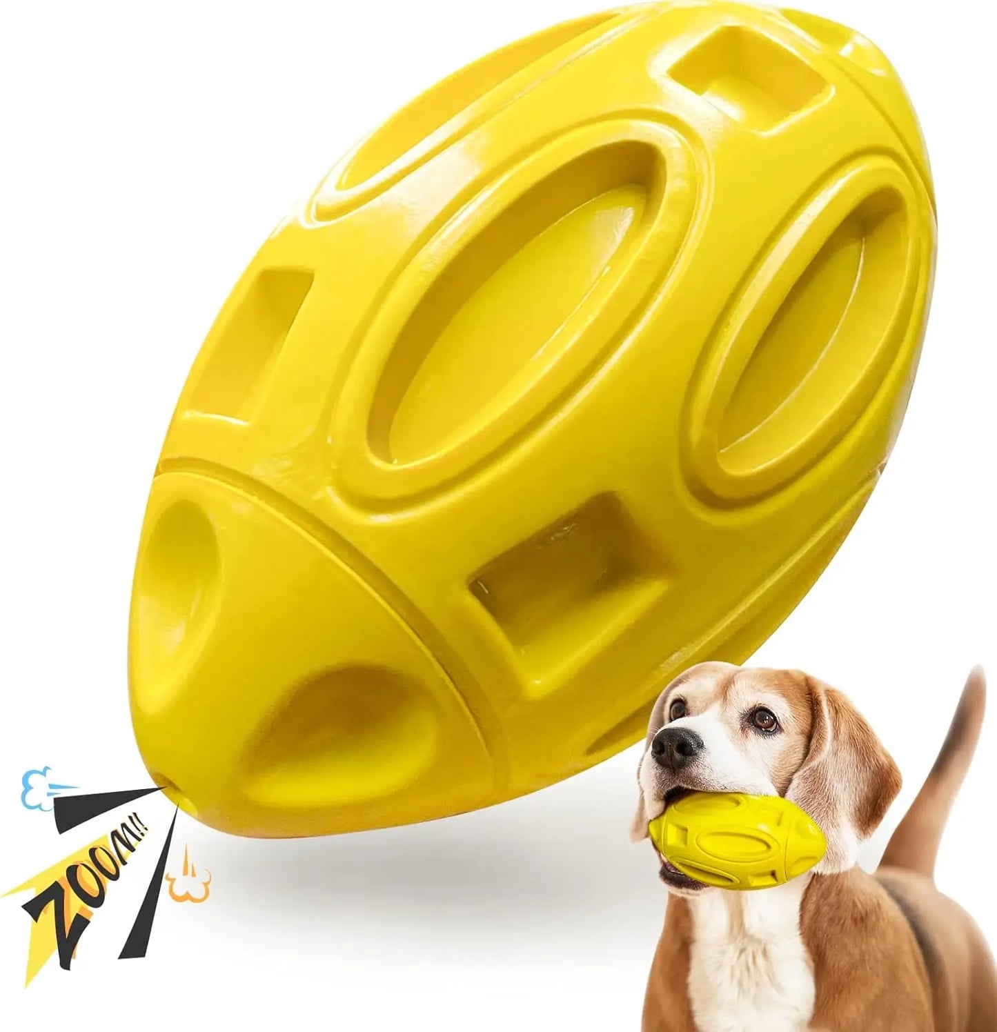 Indestructible Rubber Squeaky Chew Ball for Aggressive Medium/Large Dog Chewers, Durable Pet Toy