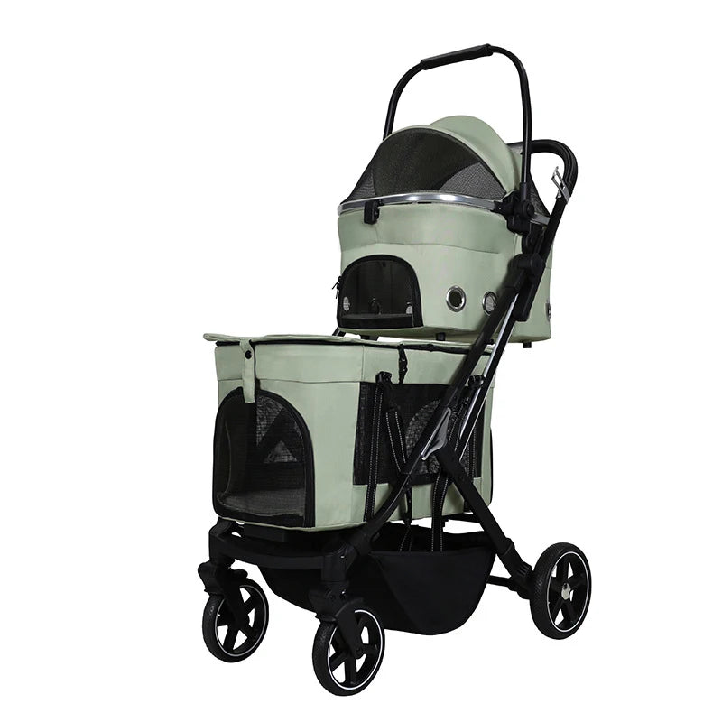 Twin Double Pet Stroller Dog Stroller Luxury 4 Wheels Pet for Two Dogs Cats