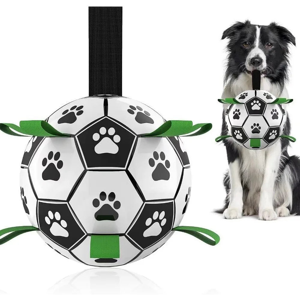 1 Durable Soccer Pet Toy With Straps Dogs To Chew Onused Training, Playing, Teeth Cleaning, Interactive Retrievalsuitable For