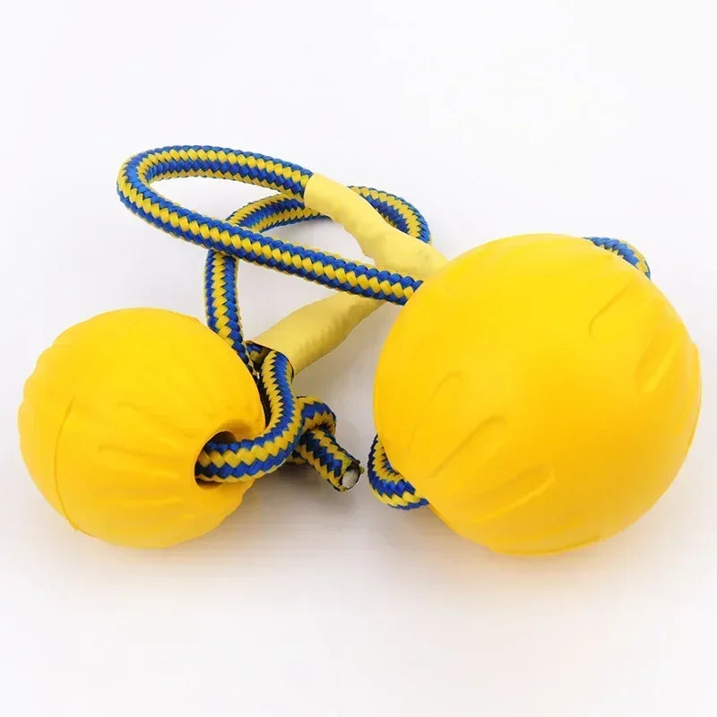 Indestructible Pet Bite Resistant Ball Ring Reinforced Training Toy with Rope Knot Super Durable Chewproof Interactive Play Item