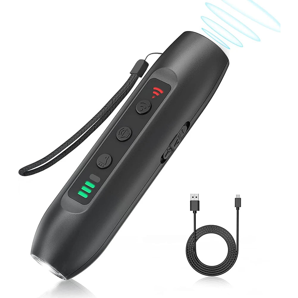 Ultrasonic Dog Repeller Rechargeable Plastic Dog Repellents with LED Flashlight Electronic Training Devices 3 Modes Pet Supplies