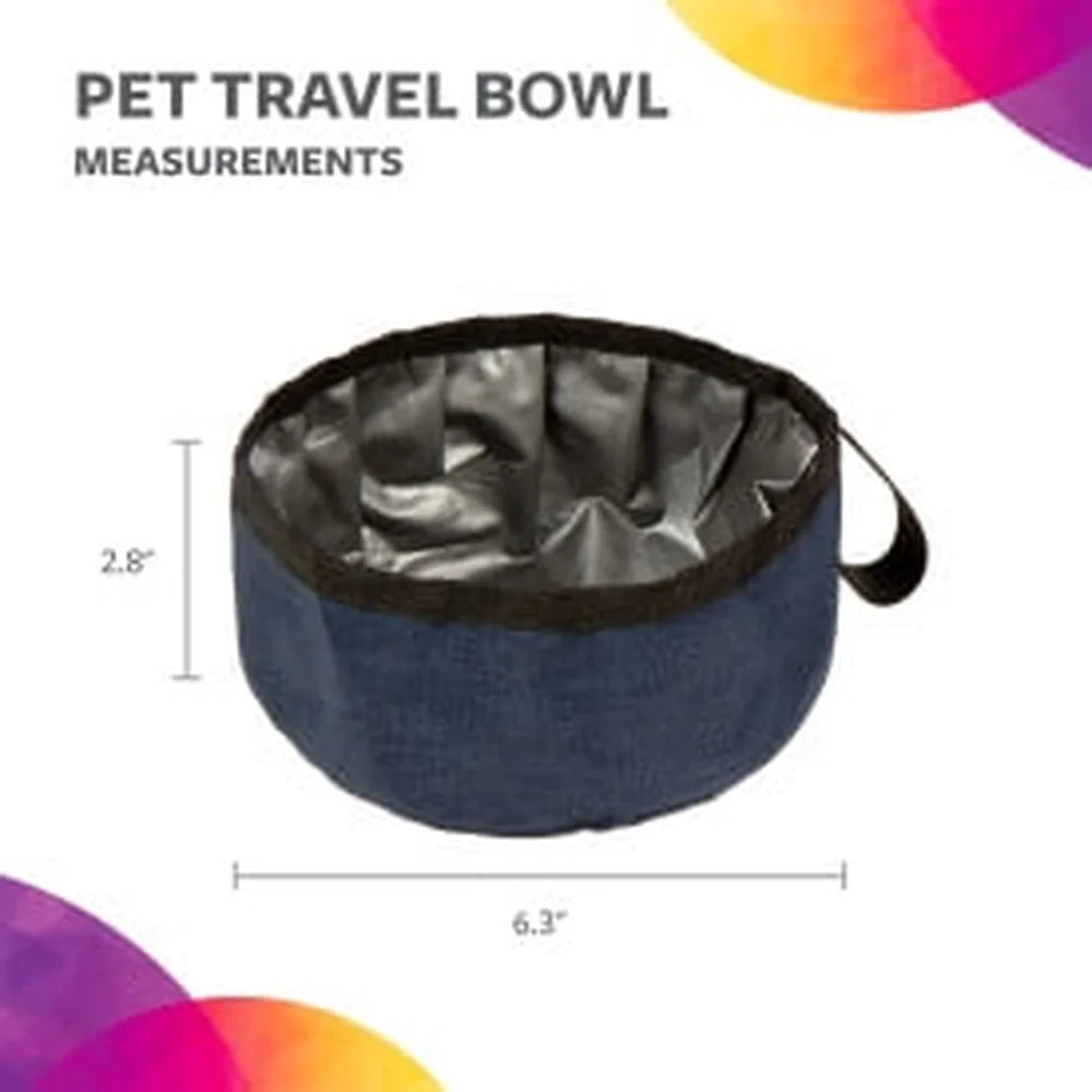 Portable Pet Travel Bowl Lightweight Collapsible Dog Cat Food Water Bowl Easy Clean Holds 4 Cups Travel-Friendly Wipe-Clean