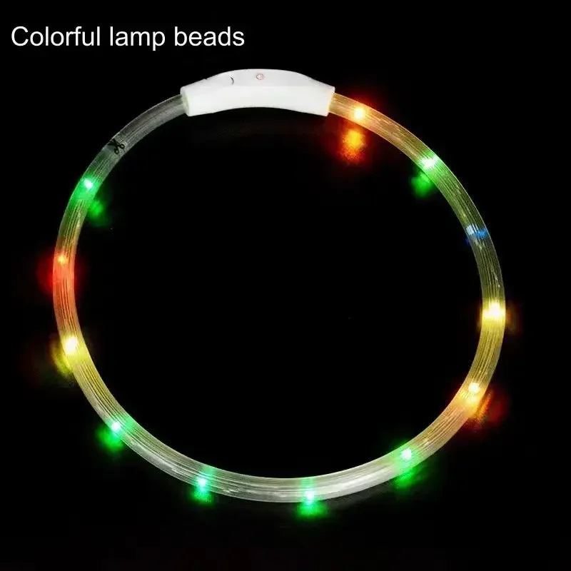 40/50/70cm Led Dog Collar USB Rechargeable Pet Dog Night Luminous Charge Collar Glowing Necklace Collar Safety Night Light