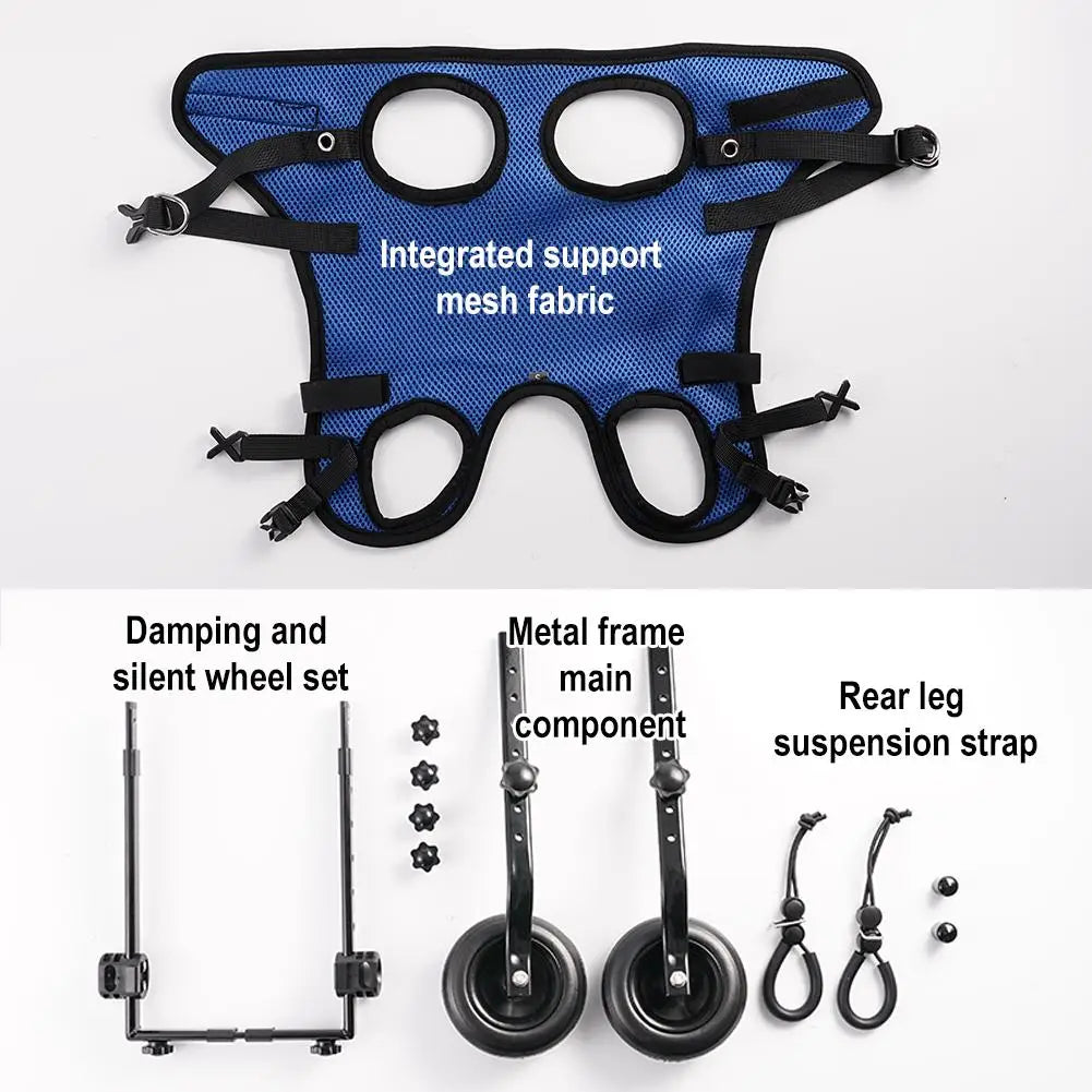 Adjustable Dog Wheelchair For Pet Mobility Cart With Rehabilitation Wheels Leg Support & Harnessfor Small/medium Disabled Pets