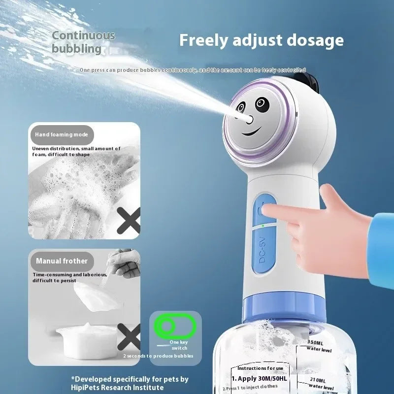 Cute Panda Shaped Pet Bubble Machine Electric Handheld Foam Dispenser for Cat And Dog Bath Grooming Equipment Pets Supplies