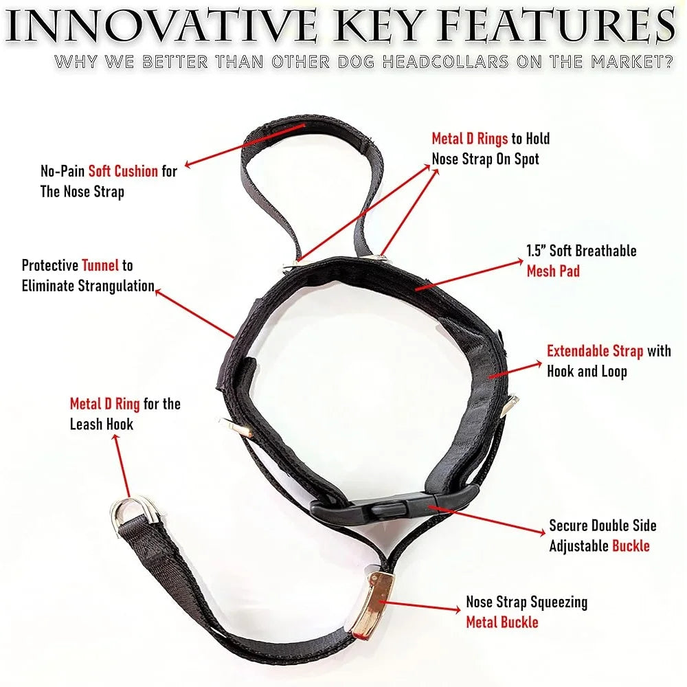 Large No Pull Dog Headcollar Adjustable Training Gear Gentle Comfortable Design Walking Leash Control Safe Humane Solution