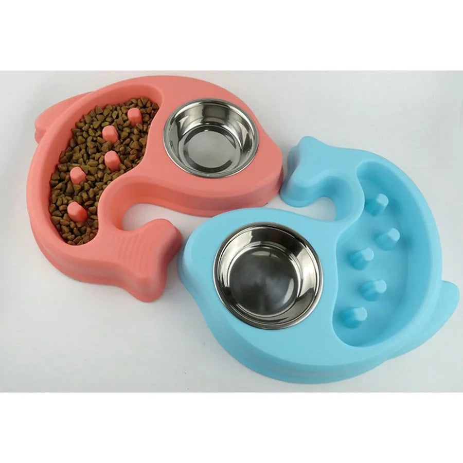 Fish Shape Pet Feeders Supplies Cat and Dog Bowls Stainless Steel Water and Food Bowl Treated Steel Drinking Water Hostile Bowl