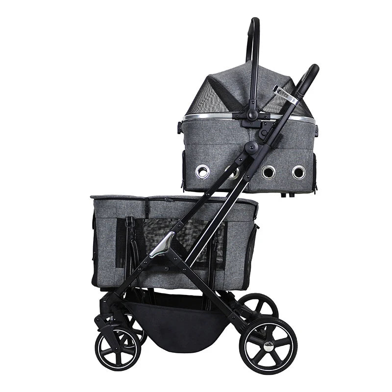 Twin Double Pet Stroller Dog Stroller Luxury 4 Wheels Pet for Two Dogs Cats
