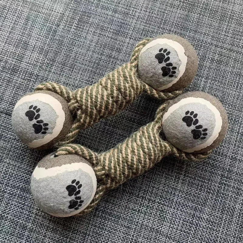 Pets Chew Toy Cotton Rope Tennis Dumbbell Rubbertoy Ball Medium Large Dog Interactive Toy Animal Playing Supplies