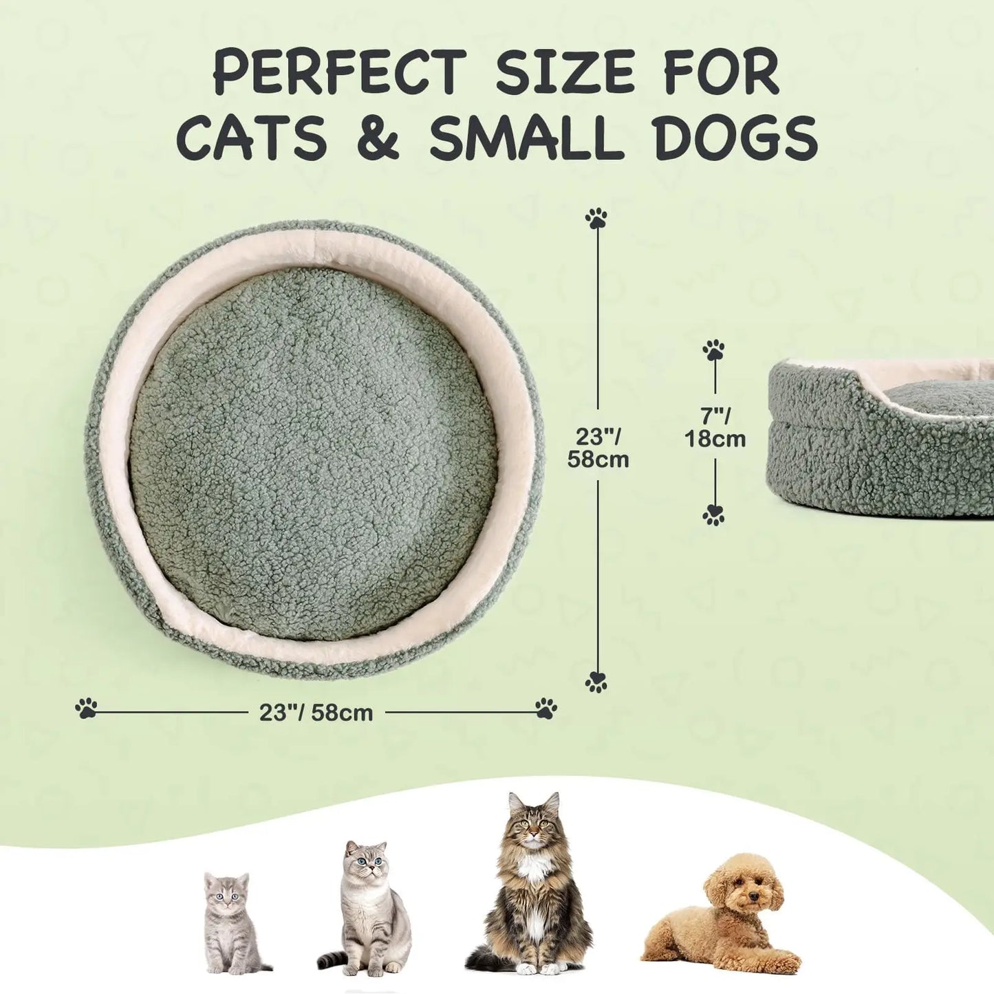 Mewoofun Cat Beds for Indoor Cats - Round Dog Beds for Small Dogs Washable Pet Bed with Non-Slip Bottom for Kitten and Puppy