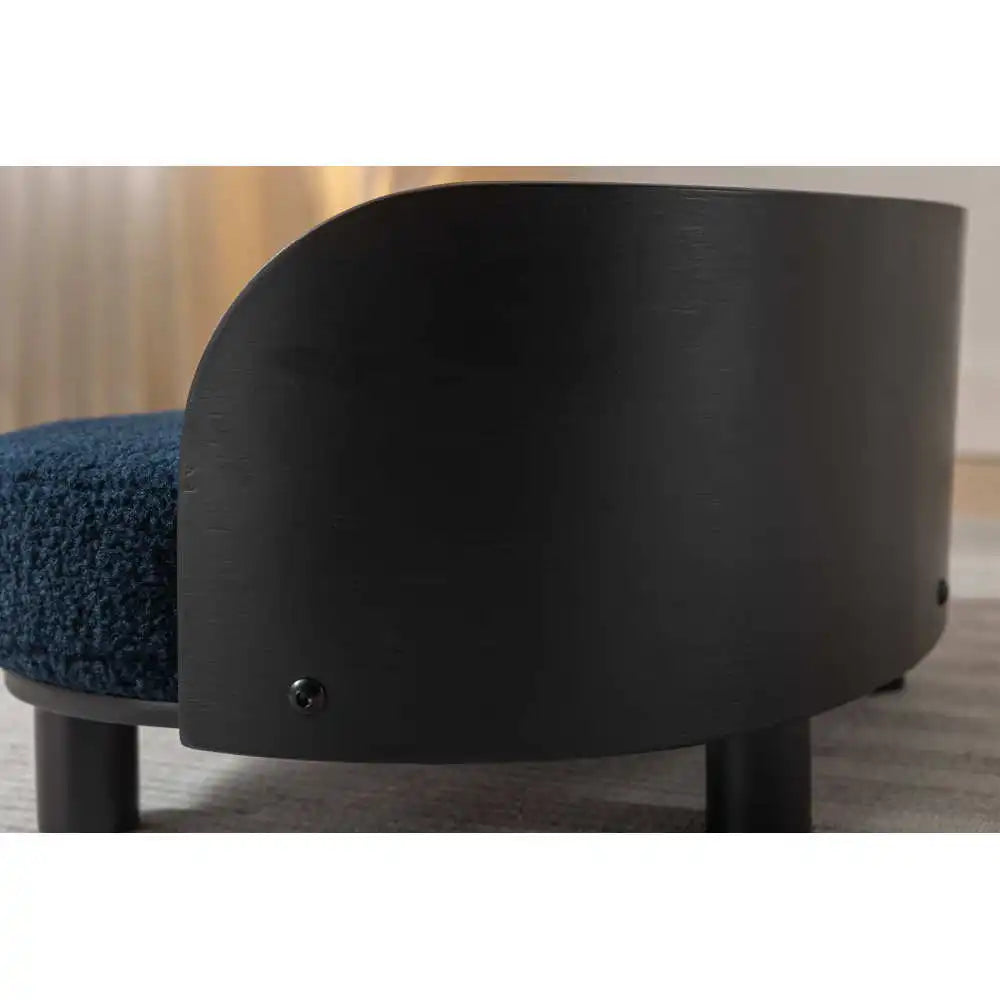 Scandinavian style Elevated Dog Bed Pet Sofa With Solid Wood legs and Bent Wood Back, Velvet Cushion, BLACK