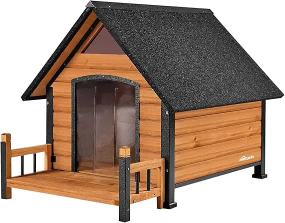 Outdoor Dog House, Waterproof Puppy Shelter Indoor Doghouse with Elevated Floor, Anti-Bite Design Dog Home for Small Medium Dogs