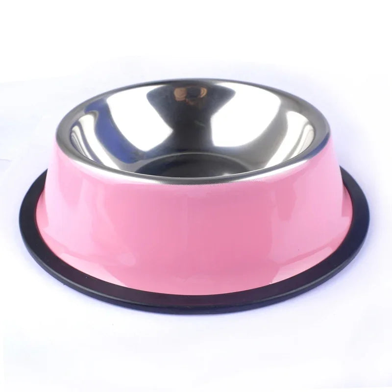 New Pet Dog Stainless Steel Bowls Puppy Cats Food Drink Water Dish Feeder Travel Feeding Non-slip Feeding Dishes Pets Supplies