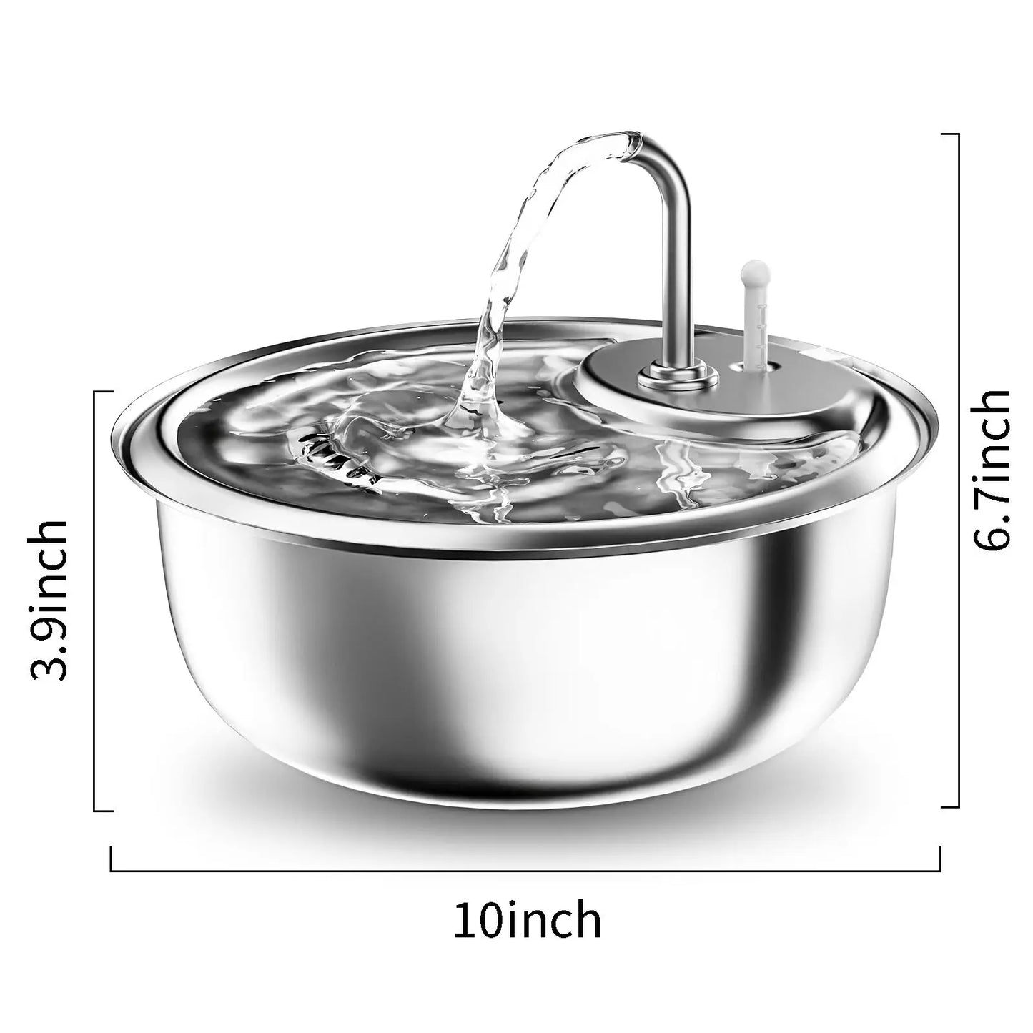 Pet Automatic Water Fountain 3.4L Large Capacity Stainless Steel Pet Water Dispenser Double Filtration System Washable US plug