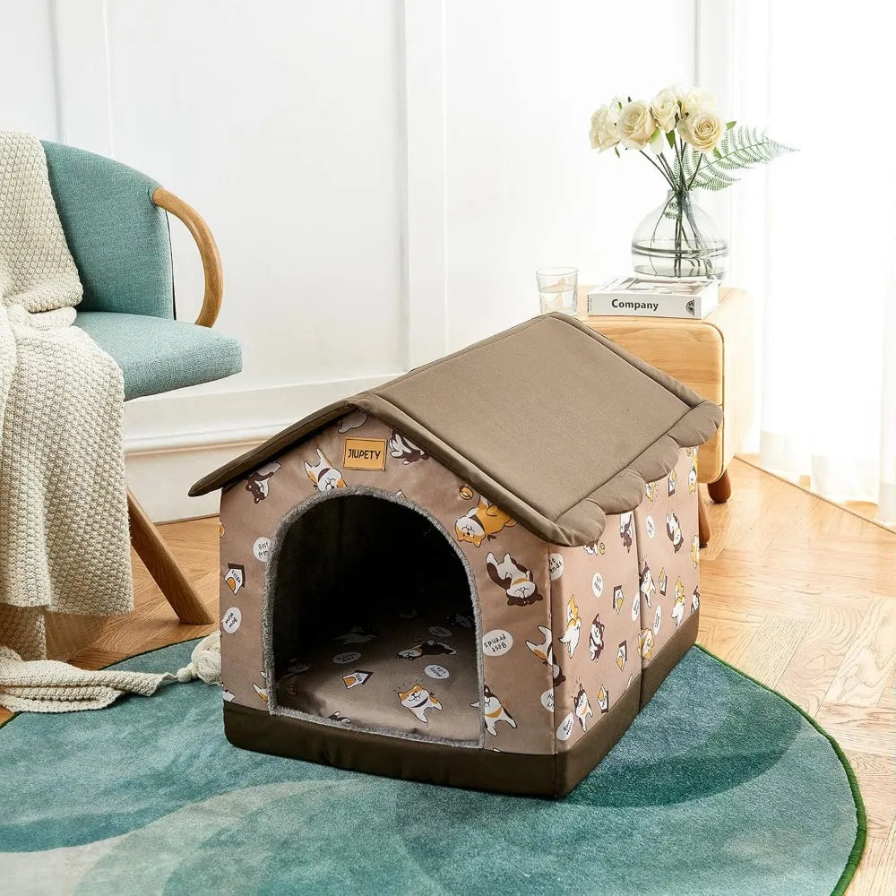 Dog House Indoor, XL Size Indoor Dog House for Medium and Large Dog, Warm Cave Sleeping Nest Bed for Cats and Dogs, Brown