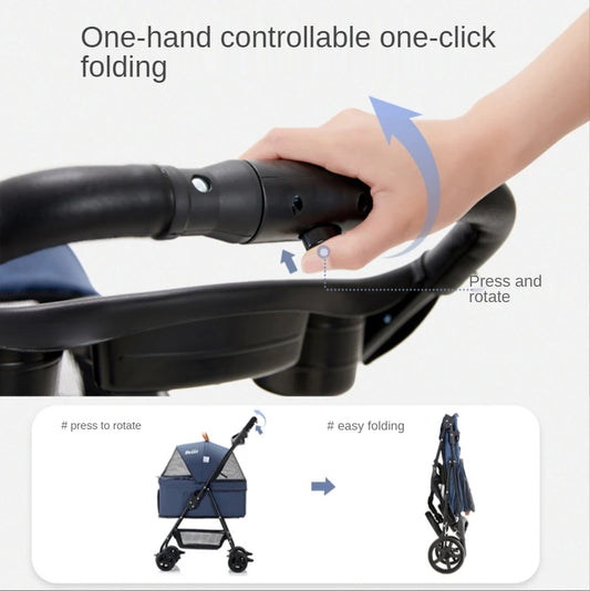 Pet Stroller for Dogs Cats Luxury Dog Carrier Strollers Breathable Travel Stroller Pushchair Separation Four-Wheeled Strollers