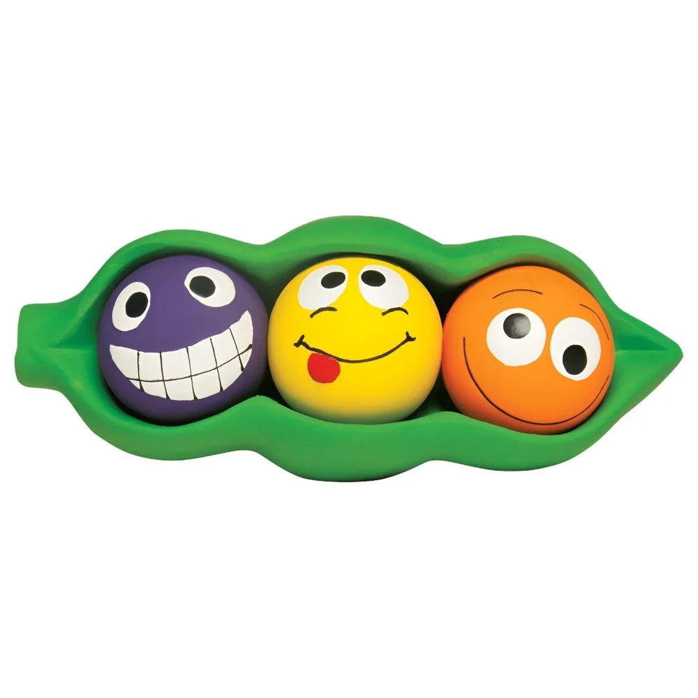 Three Peas in a Pod Latex Dog Toy with Squeaker Balls Inside Soft Interactive Chew Toy All Dog Sizes