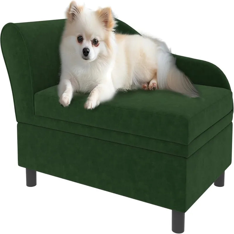 Dog Couch with Hidden Storage, Small Dog Sofa Bed with 2" Soft Foam, Modern Pet Furniture for Puppies & Little Breeds