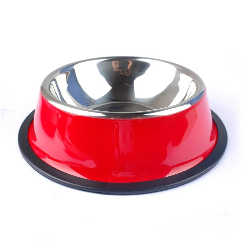 New Pet Dog Stainless Steel Bowls Puppy Cats Food Drink Water Dish Feeder Travel Feeding Non-slip Feeding Dishes Pets Supplies