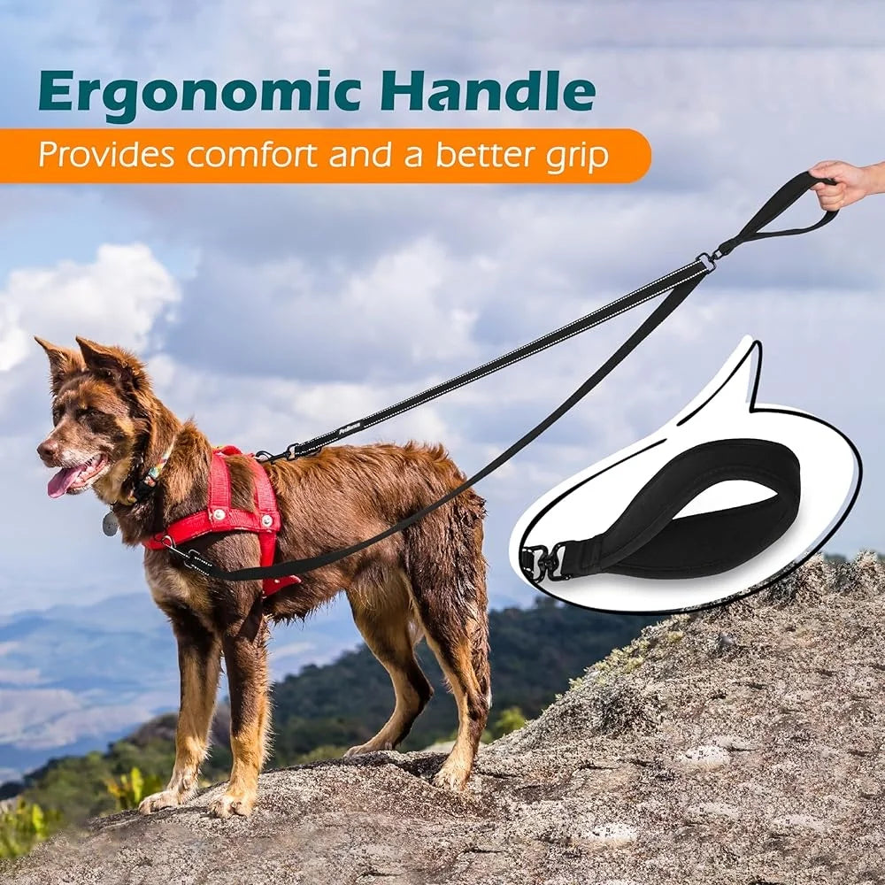 Reflective Two Point Control Dog Leash No Pull Training Lead Soft Padded Handle Comfortable Walking Harness Compatible