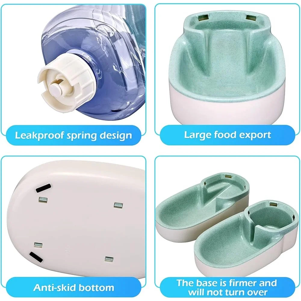 Automatic Pet Feeder and Water Dispenser Set Gravity Food Bowl Small Medium Dog Cat Puppy Kitten with Large Capacity