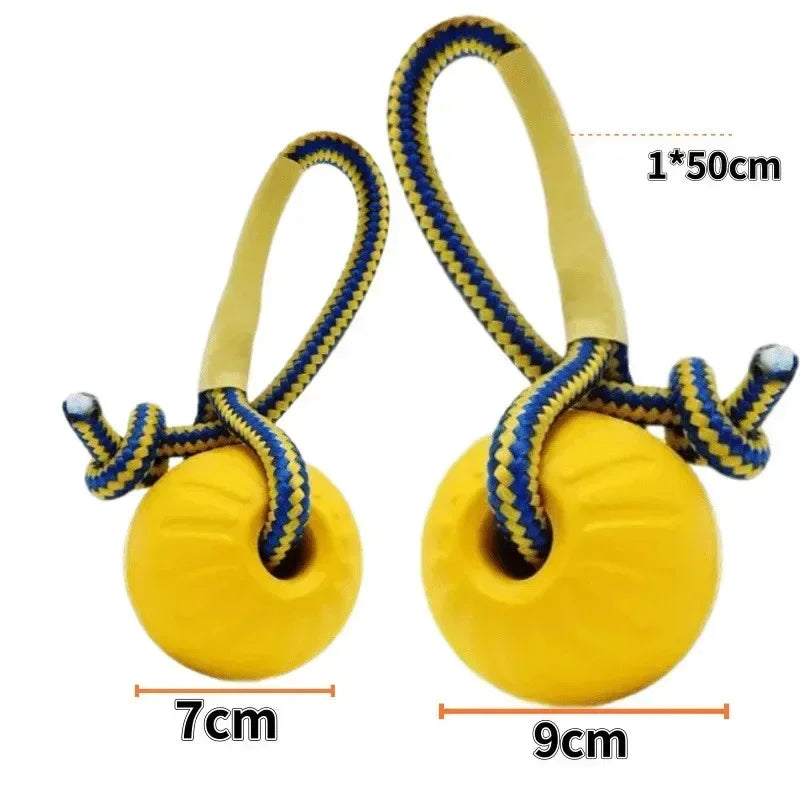 Indestructible Pet Bite Resistant Ball Ring Reinforced Training Toy with Rope Knot Super Durable Chewproof Interactive Play Item