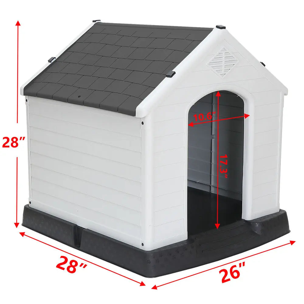 Dog House for Small to Medium Sized Outdoor Water Resistant with Air Vents Grey