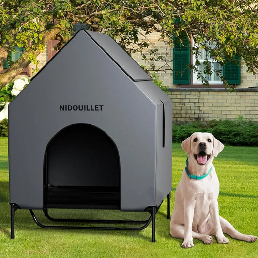 48" Dog House for Outdoor Indoor, X-Large Dog Houses Weatherproof 600D PVC with 8.5" H Textilene Elevated Dog Bed Breathable, Ea
