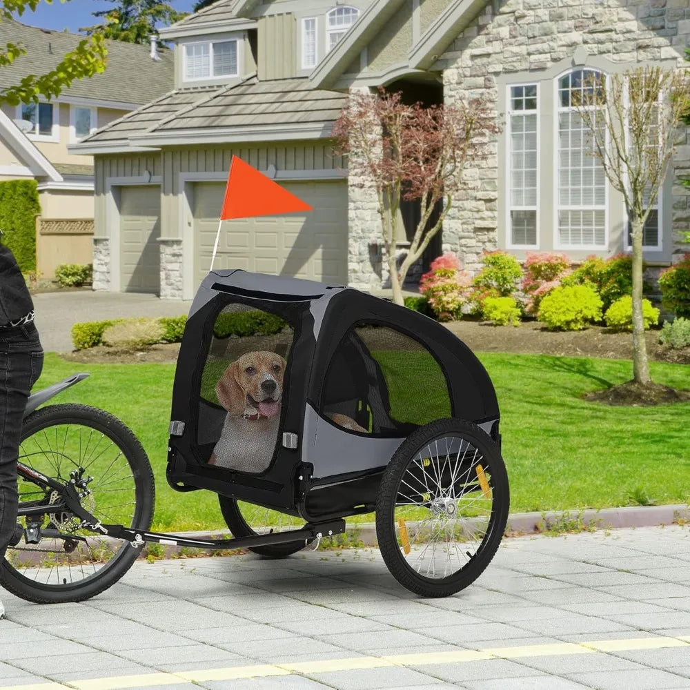 Pet Bike Trailer for Medium Dogs, 29.7 lbs Capacity - Steel Frame & Quick-Release Wheels - Safe Pet Travel with