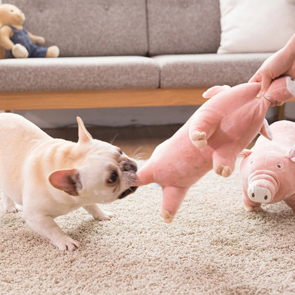 Cute Plush Pig French Bulldog Chew Toys for Dogs Bite-resistant Pet Dog Toy Venting Doll Sleeping with Animals Mascotas Supplies