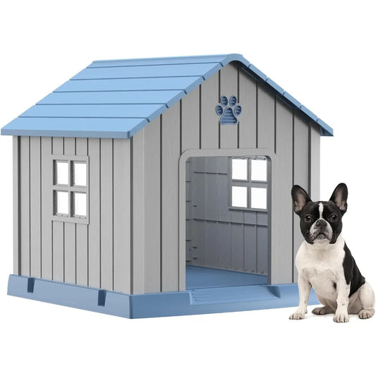 Dog House Indoor Outdoor for Small to Large Sized Dogs Indoor Outdoor Doghouse Puppy Shelter with Elevated Floor, Easy to Assem