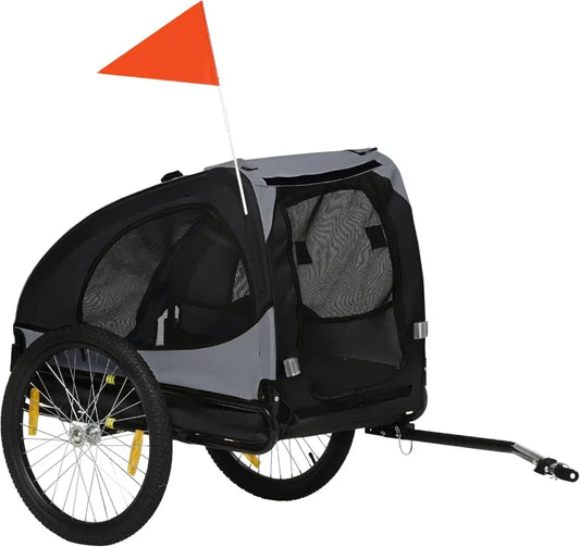 Pet Bike Trailer for Medium Dogs, 29.7 lbs Capacity - Steel Frame & Quick-Release Wheels - Safe Pet Travel with
