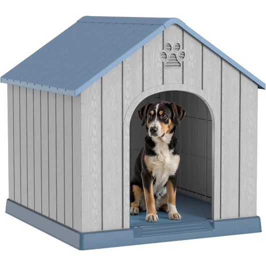 38in Large Outdoor Dog House,Durable Water Resistant Resin Dog House,Doghouse for Small to Large Dogs Indoor or Outside,with Ai