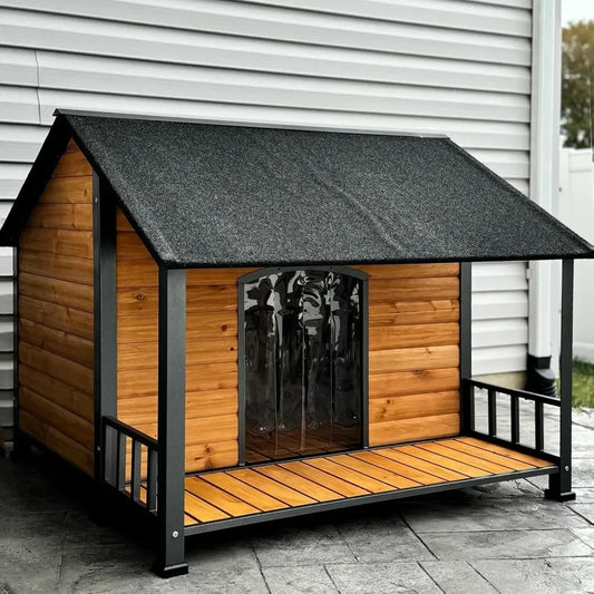 Dog House Outdoor Large Dog Kennel with All-Around Iron Frame Dog Cage Perfect for Small