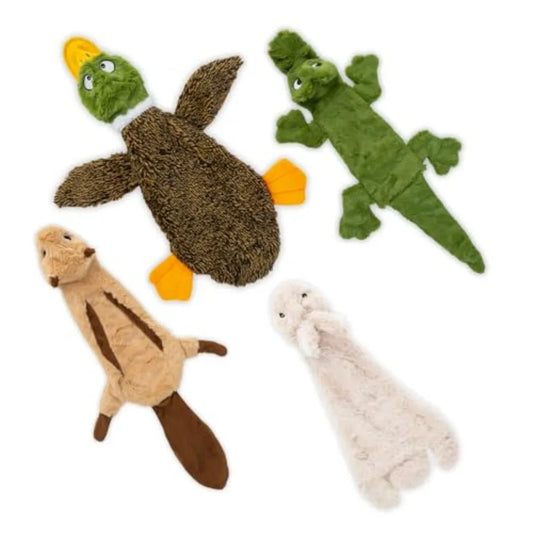 2in1 Stuffless Squeaky Dog Toys with Soft Durable Fabric for Small Medium and Large Pets No Stuffing for Indoor Play Supports A