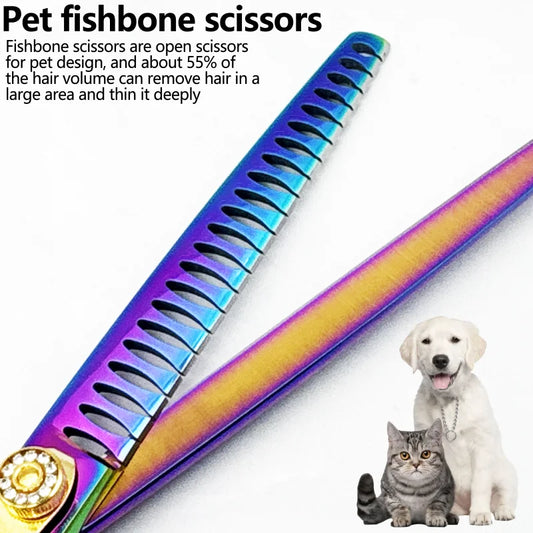 wingsbro 8.0 inch Professional Dog Grooming Scissors Chunker Shears Pet Supplies Dog Beauty Pet Items Dog Thinning Shears