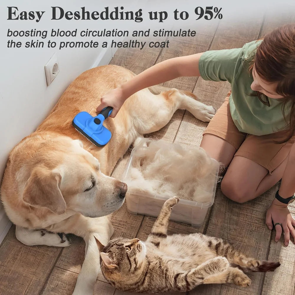 Self Cleaning Slicker Brush Deshedding Tool Dogs and Cats Pet Grooming Supplies Easy Clean High Quality Ergonomic Handle