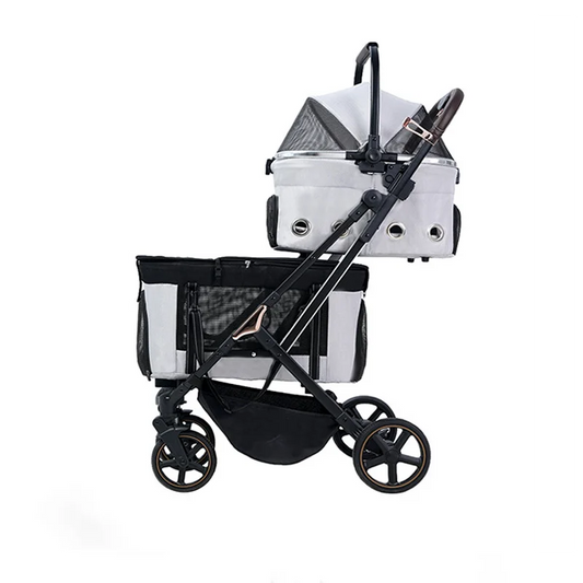 Twin Double Pet Stroller Dog Stroller Luxury 4 Wheels Pet for Two Dogs Cats