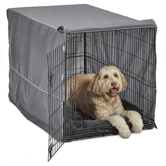 New World Pet Products New World Double Door Dog Crate Kit Ludes One Two-Door Crate, Matching Gray Bed & Gray Crate Cover,