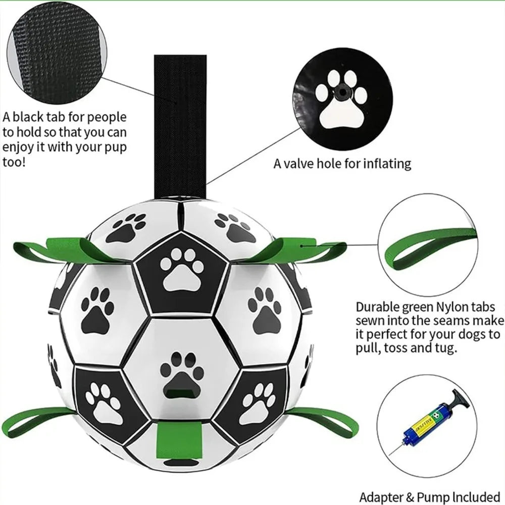 1 Durable Soccer Pet Toy With Straps Dogs To Chew Onused Training, Playing, Teeth Cleaning, Interactive Retrievalsuitable For