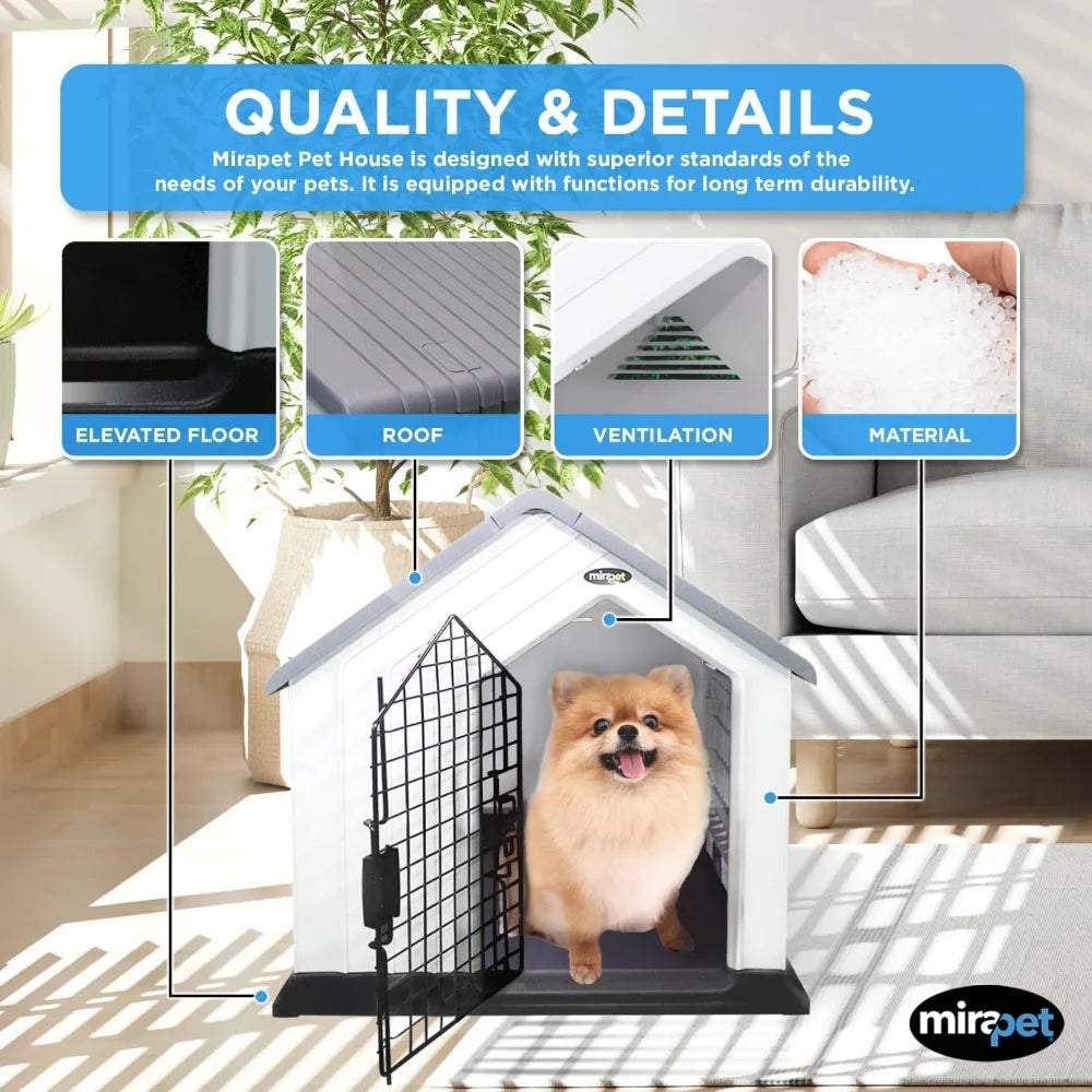Durable Waterproof Plastic Dog House for Small to Large Sized Dogs, Indoor Outdoor Use Doghouse - Comfortable Retreat for Your P